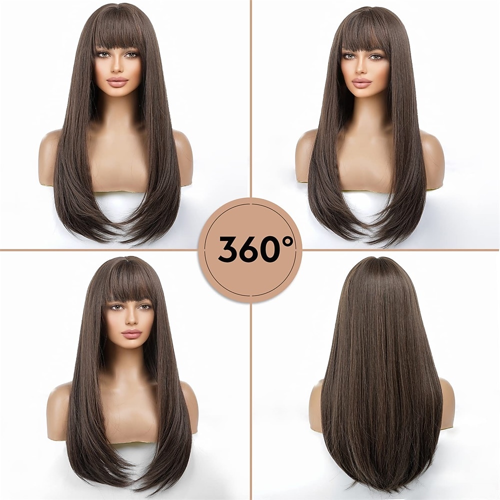 Synthetische pruiken Recht Met pony Machinegemaakt Pruik Blond Schaduw Lang A1 A9 A10 A12 Synthetisch haar Dames Zacht Modieus Makkelijk mee te nemen Blond Zwart Schaduw 2026 - $34.99 –P8