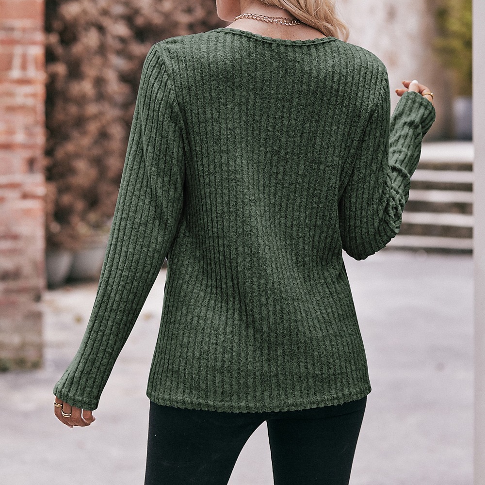 Damen T Shirt Burgunderrotes T-Shirt Glatt Basic Langarm Rundhalsausschnitt Normale Oberteile Täglich Wochenende Schwarz Wein Blau Grün Grau Herbst Winter 2025 - $23.99 –P16