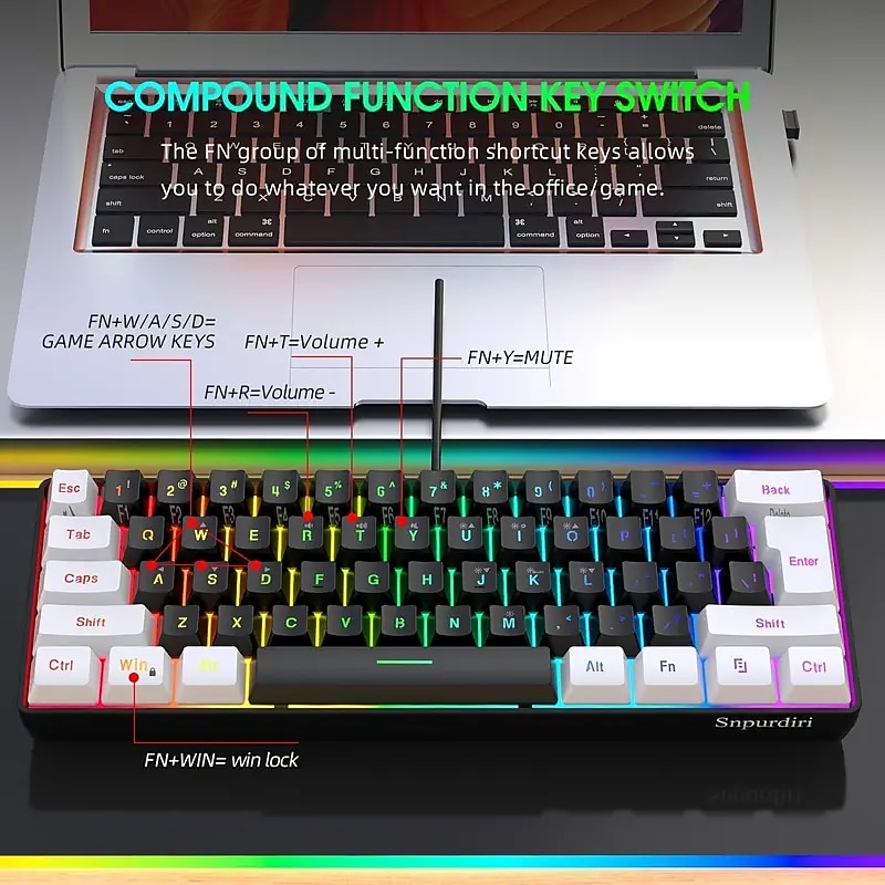 2025年 有線ゲーミングキーボード小型 rgb バックライト付き膜ゲーミングキーボード超コンパクトミニ防水キーボード pc コンピュータゲーマー  コレクション – $39.99 –P2