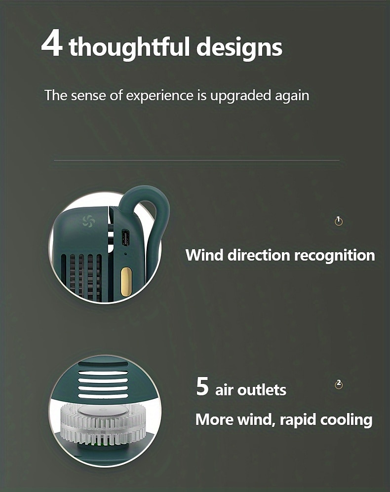 Neck Fan with Adjustable Lanyard – USB Rechargeable Hands-Free Fan with 3-Speed Cooling for Outdoor Use 2025 - $24.99 –P10