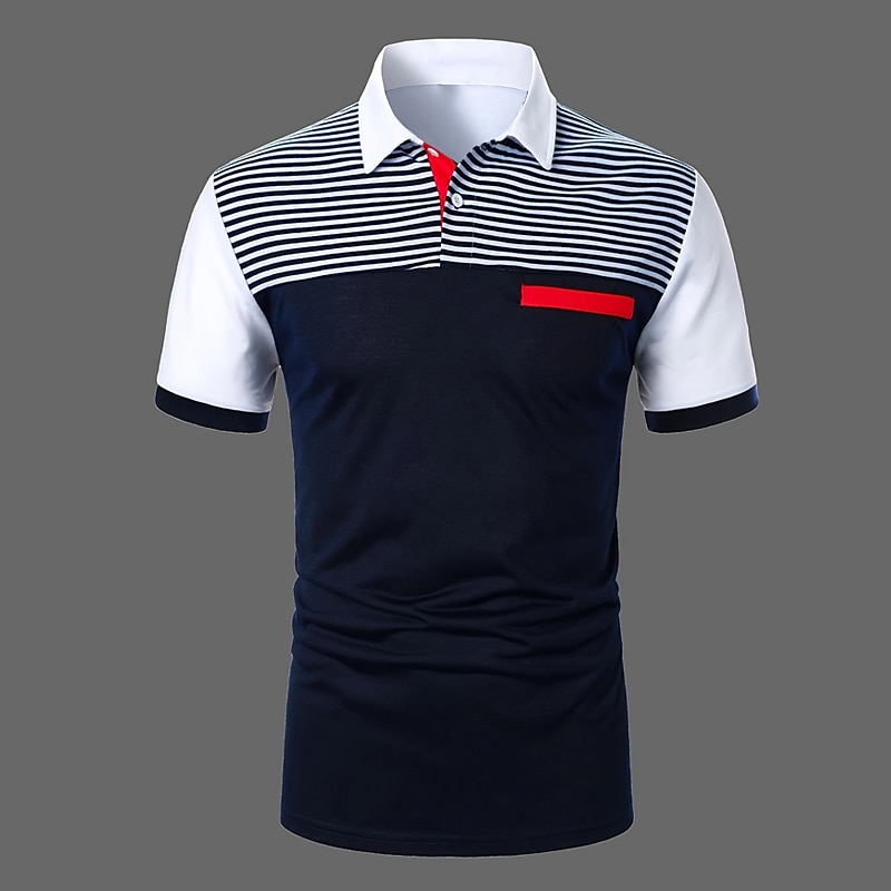 Men's Button Up Polos Cotton Polo Shirt Casual Holiday Lapel Short Sleeve Fashion Basic Color Block Classic Summer Regular Fit White Yellow Burgundy Dark Navy Blue Button Up Polos 2025 - $18.99 –P2