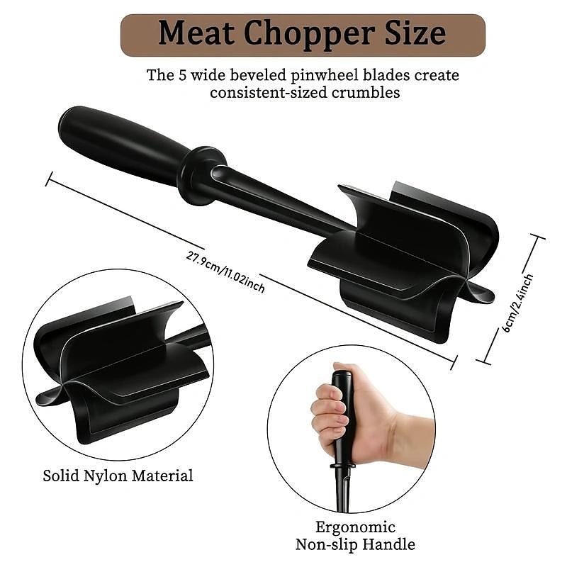 Kitchen Meat Chopper Ground Beef Masher Utensil Heat Resistant Non-Stick