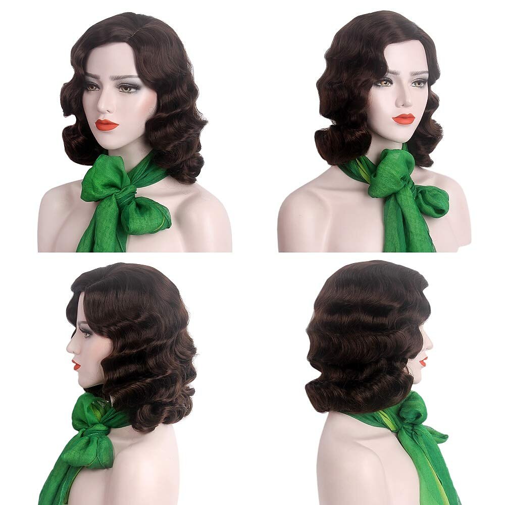 Finger Wave Paróka 1920-as Évek Retro Közép Hosszú Göndör Szintetikus Haj Nőknek Cosplay Karnevál Partira Jelmez Halloween Parókák 2025 - $19.49 –P3