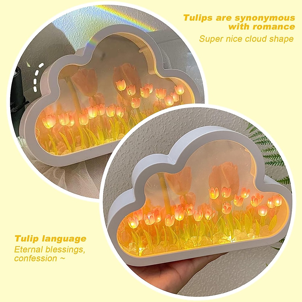 20PCS DIY Cloud Tulip Night Light Tulip Night Simulation Flower Bedroom Sleeping Table LampRoom Decor for Teen GirlsHandmade Makeup Mirror for Furniture Decoration Bedrooms Atmosphere 2026 - $24.99 –P7