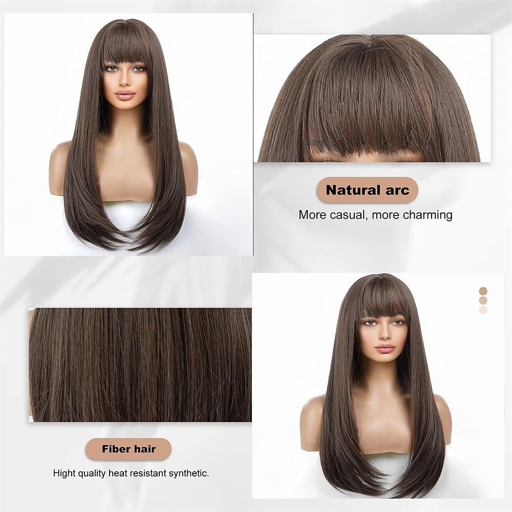 Synthetische pruiken Recht Met pony Machinegemaakt Pruik Blond Schaduw Lang A1 A9 A10 A12 Synthetisch haar Dames Zacht Modieus Makkelijk mee te nemen Blond Zwart Schaduw 2026 - $34.99 –P10