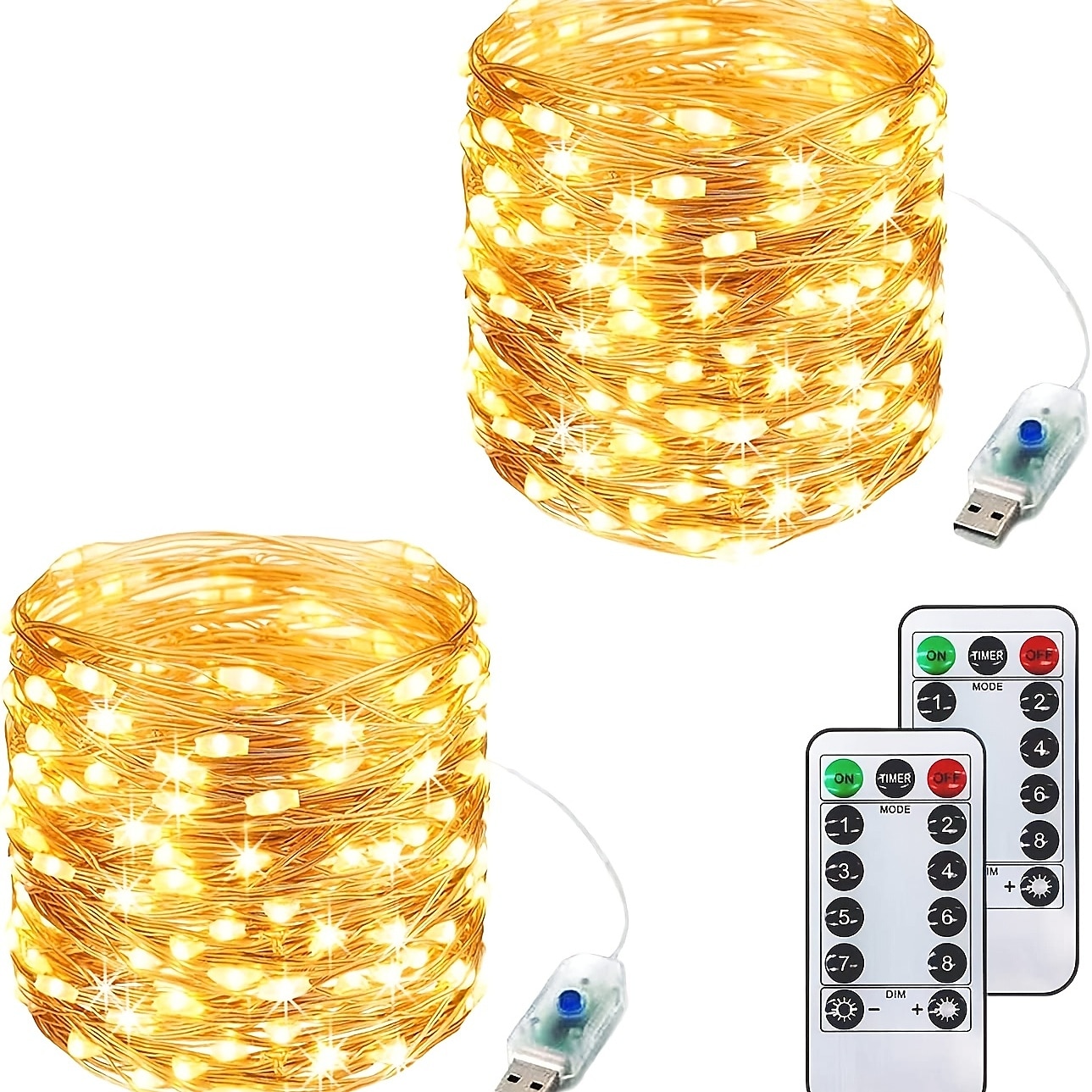 κομψή δεξίωση γαμήλιου πάρτι 100 led με τρεμόπαιγμα χάλκινο σύρμα νεραϊδόσχοινα – 33 ποδών usb που τροφοδοτείται με τηλεχειριστήριο, 8 λειτουργίες για διακόσμηση κήπου σπιτιού 2025 - $9.99 –P2