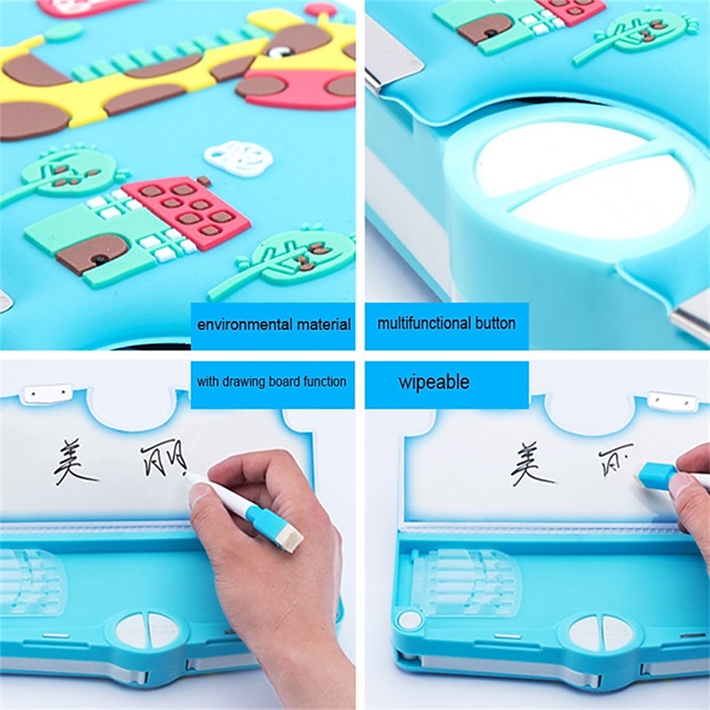 Multifunction Deformed Pencil Case Cute Cartoon Stationery Storage Box Pen Organizer with Scissor, Eraser, Sharpener, Ruler, Tape and Schedule For Girls Boys Kids Student School Supplies Gifts 2025 - $17.99 –P10