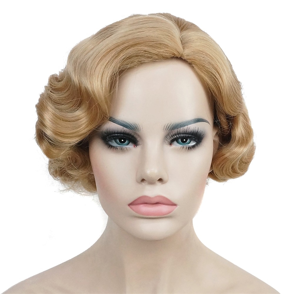 Parrucca Vintage Festa Cosplay Leggera Butterscotch Capelli Corti Ondulati Flapper Accessorio Parrucca Halloween del 2025 a $19.49 –P16