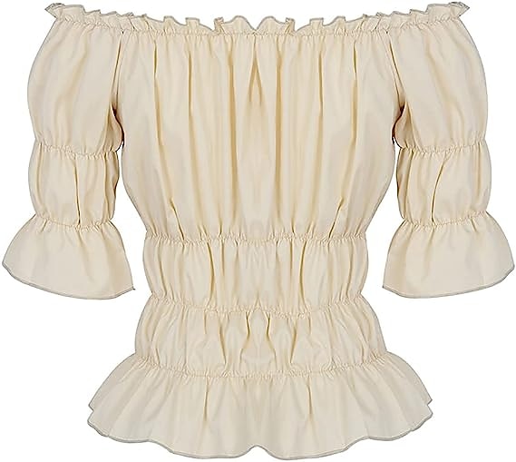Pirate Lady Elegant Victorian Medieval Renaissance Summer Blouse / Shirt Tank Top Women's Girls' Off Shoulder Costume Vintage Cosplay Party / Evening Dailywear Carnival Half Sleeve Top Carnival 2025 - $24.99 –P3