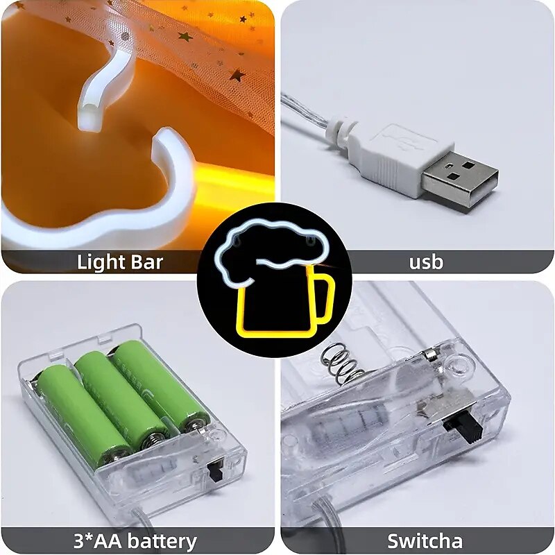 2026年 オクトーバーフェストビール型 LED ネオンサイン USB バッテリー駆動ネオンライトスイッチ付き寝室結婚式誕生日パーティーゲームルーム家の壁の装飾  コレクション – $19.99 –P2