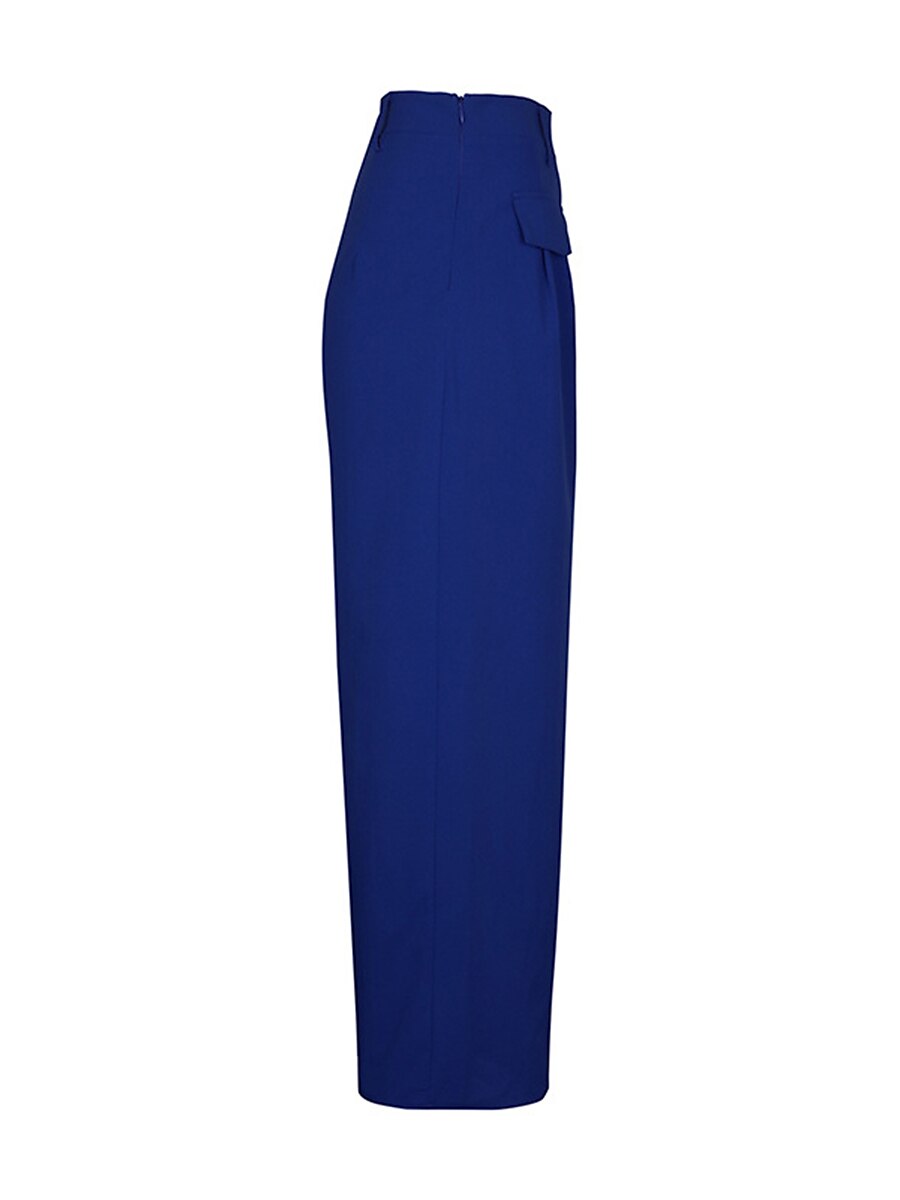 Women's Dress Pants Wide Leg Pants Trousers Full Length Pocket Micro-elastic High Waist Fashion Streetwear Work Street Blue S M Summer Fall 2023 - US $27.99 –P12
