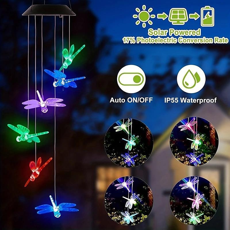 Campanelli Eolici Solari Luci Impermeabili A Forma Di Libellula Verde Cambia Colore Luci Romantiche Campane Eoliche A LED Solari Mobili Da Appendere Per Giardino Patio del 2025 a $14.49 –P4
