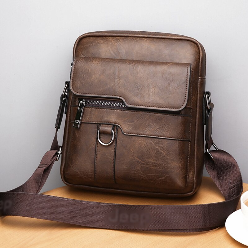 Small Black Men's Crossbody Bags Pu Leather Messenger Bags For Man