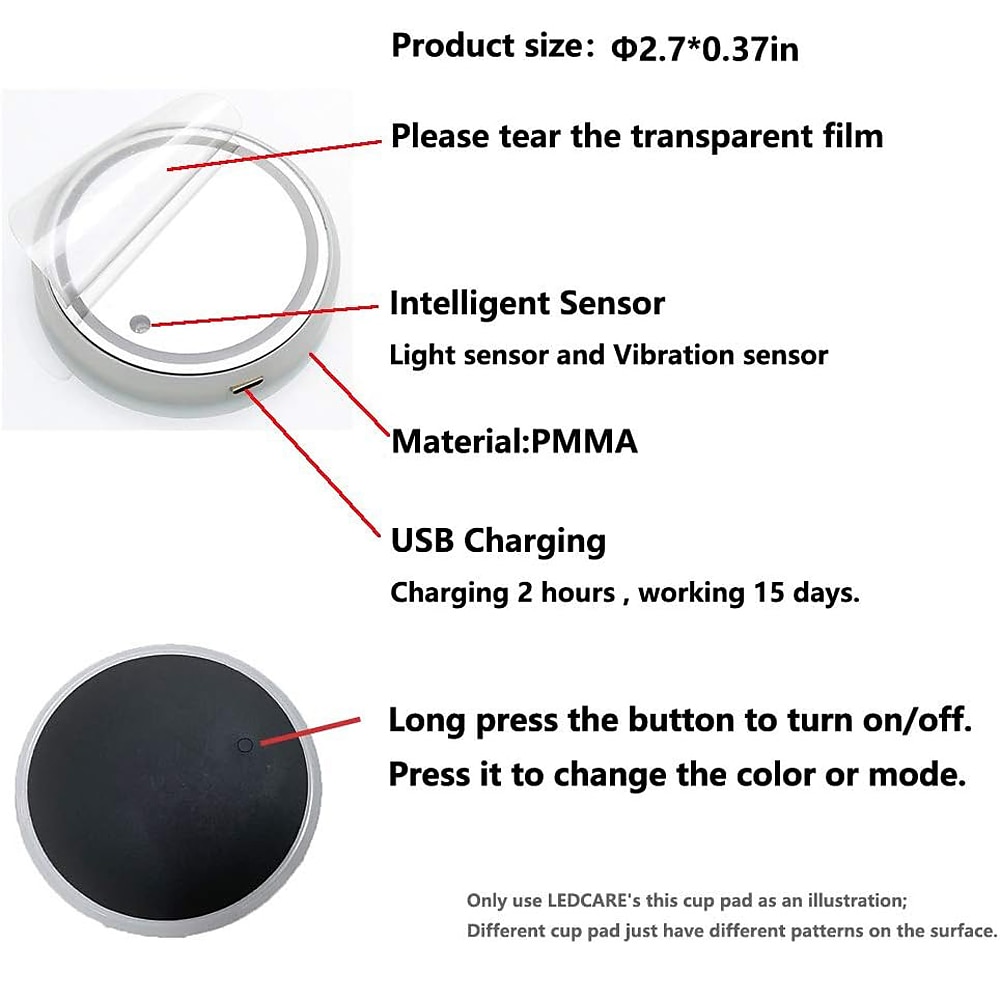 Smart Luminous Water Coaster LED Car Cup Holder Lights 7 Colors Changing USB Charging Mat Waterproof Cup Pad Interior Atmosphere Lamp Decoration Light for Oktoberfest Car Accessories 1pc 2025 - $10.99 –P9