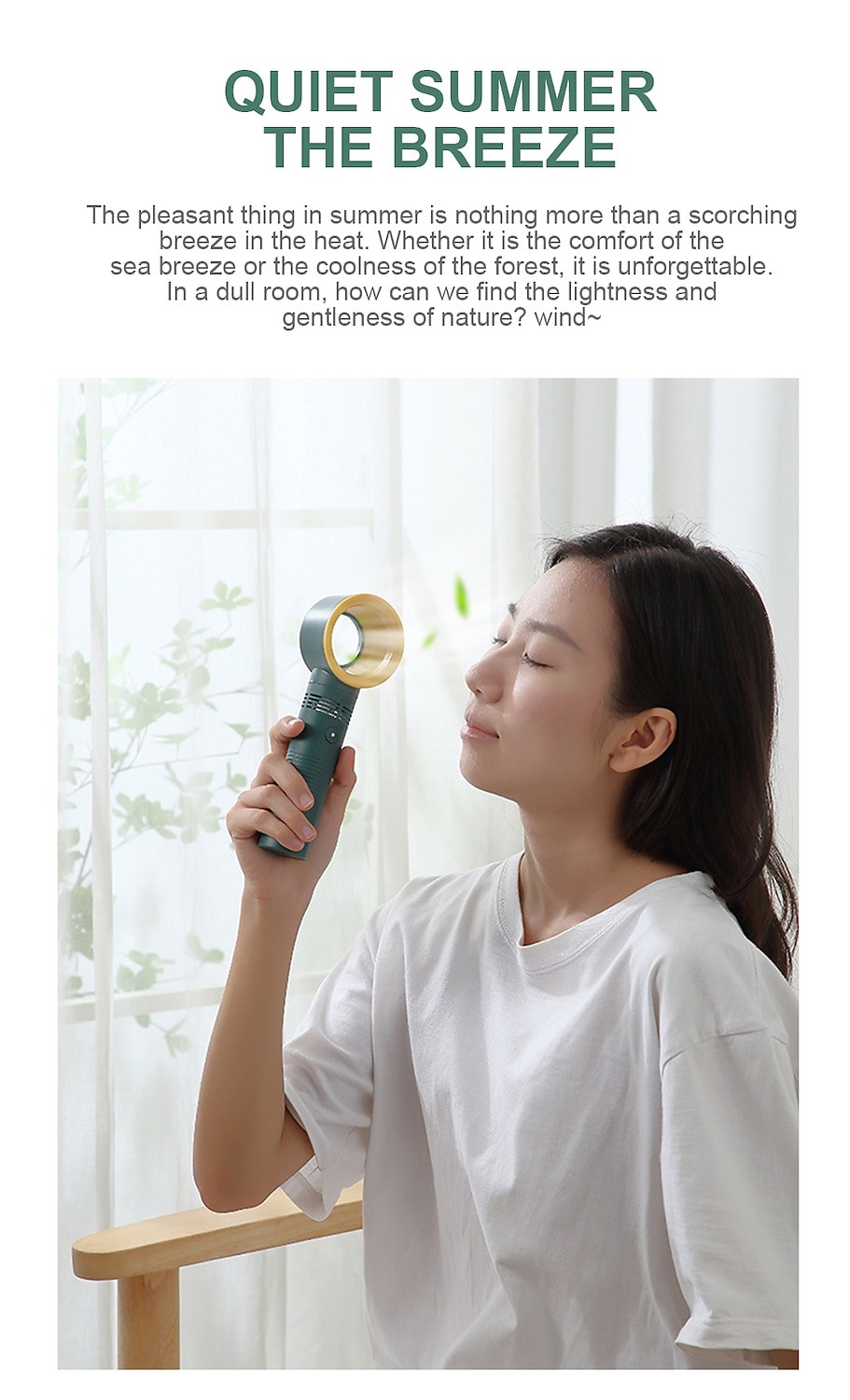 Bladeless Handheld Fan – USB Rechargeable Silent Electric Fan for Desk or Travel, Turbo Design 2025 - $19.99 –P3