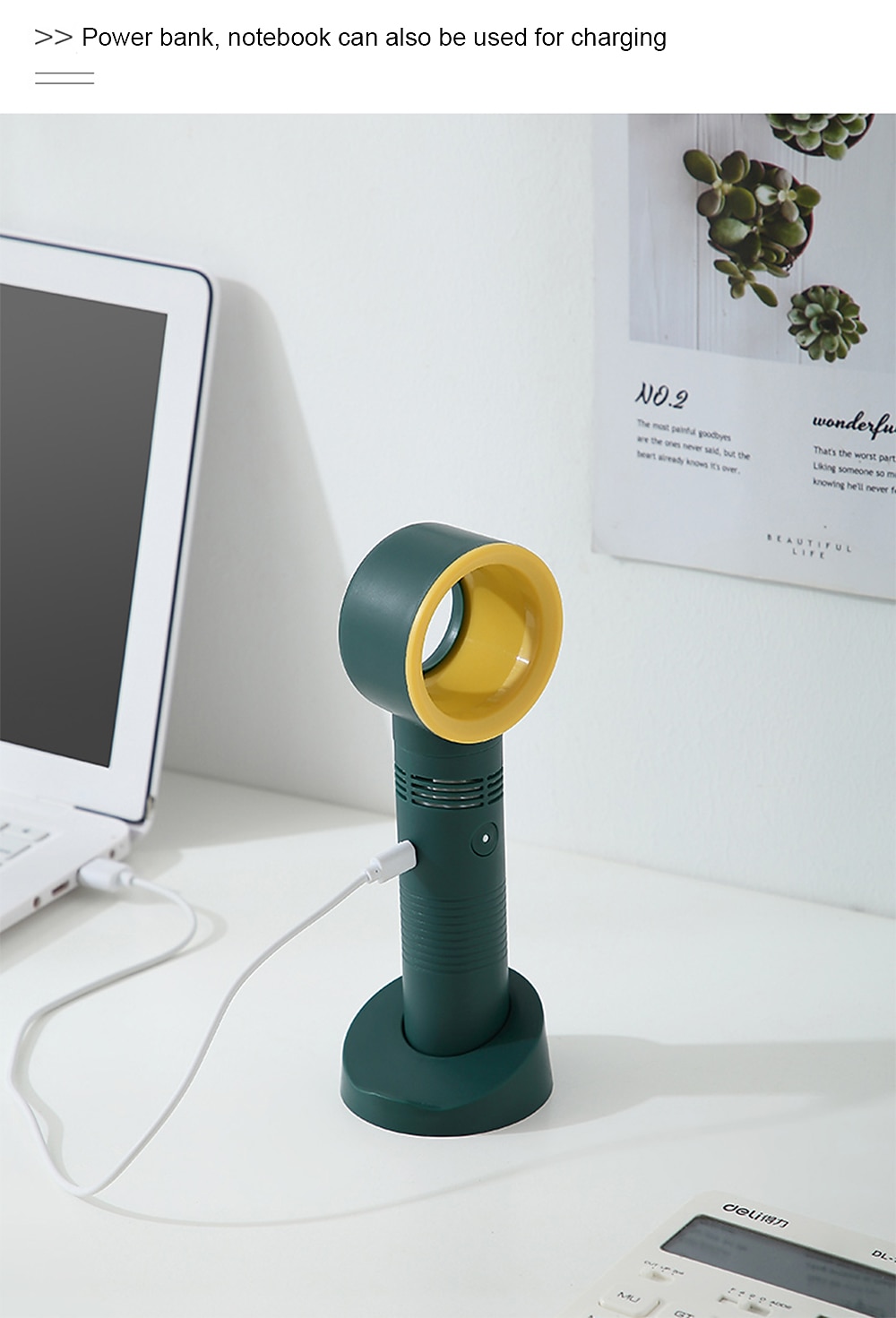 Bladeless Handheld Fan – USB Rechargeable Silent Electric Fan for Desk or Travel, Turbo Design 2025 - $19.99 –P11