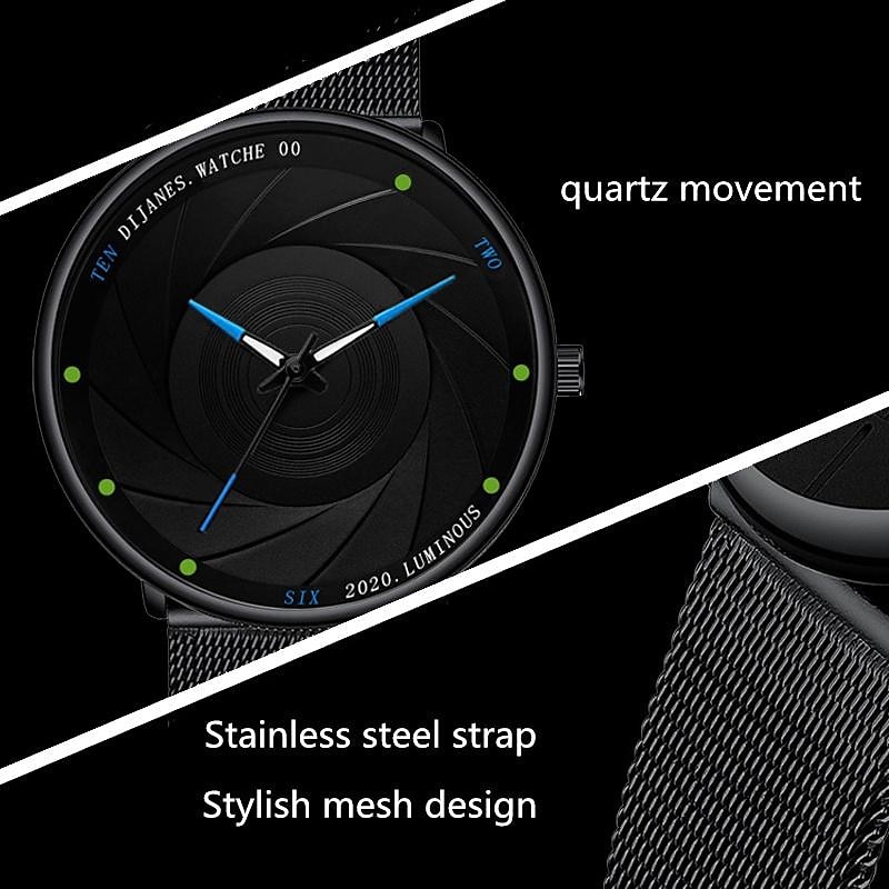 Fashion Mens Watches Luxury Quartz Watch Men Casual Business Black Mesh Steel Luminous Wrist Watch Male Clock Relogio Masculino 2026 - $12.99 –P8
