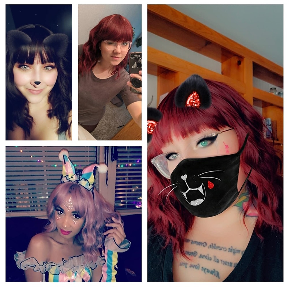 Peruca Rosa com Franja de Ar 12 Polegadas Curta Cacheada Ondulada Resistente ao Calor Peruca Bob Feminina Cosplay Festa Comprimento do Ombro para Meninas Uso Diário Peruca Cacheada Com Cores Naturais de 2025 por $17.49 –P3