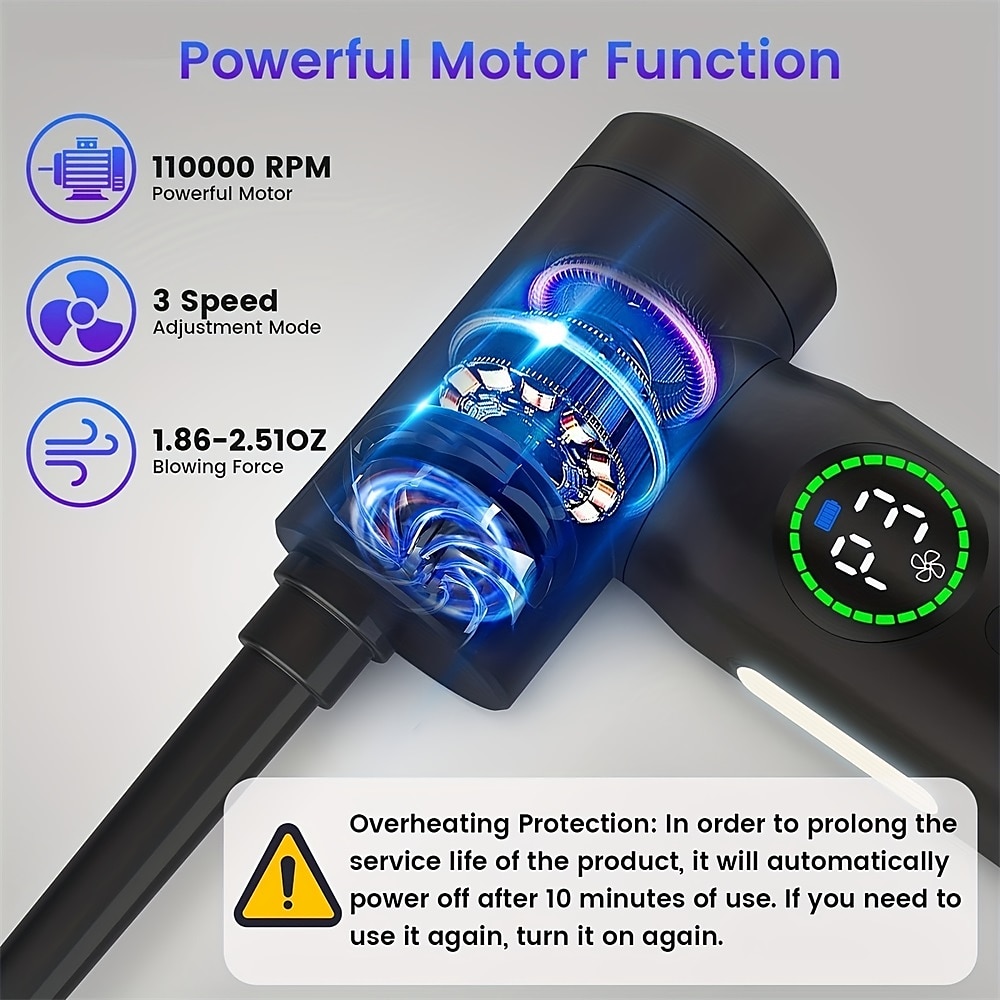 Compressed Air Duster 50000 RPM Keyboard Cleaner For Office 2 Adjustable Speed Electric Air Dusters Good Replacement For Compressed Air Can 6000 MAh Rechargeable Electric Duster For Deep Cleaning 2025 - $59.99 –P3