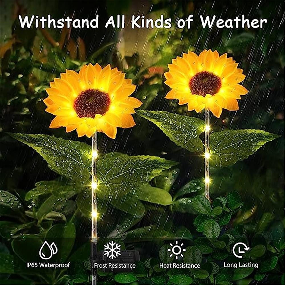 Solar Sunflower LED Glowing Pole - Pathway Courtyard Simulation Plant Lamp for Holiday Party & Landscape Decoration, Waterproof Lawn Floor Light 2026 - $19.49 –P6