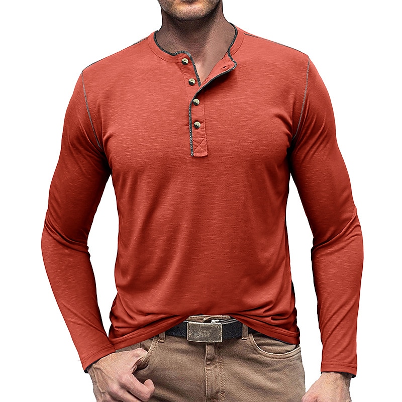 Férfi Gombos póló Henley ing Tee Top Hosszú ujj Henley Nyár Sima Divat Dizájn Alap Vakáció Utca Alkalmi Fehér Sárga Piros Férfi felső póló 2025 - $30.99 –P13