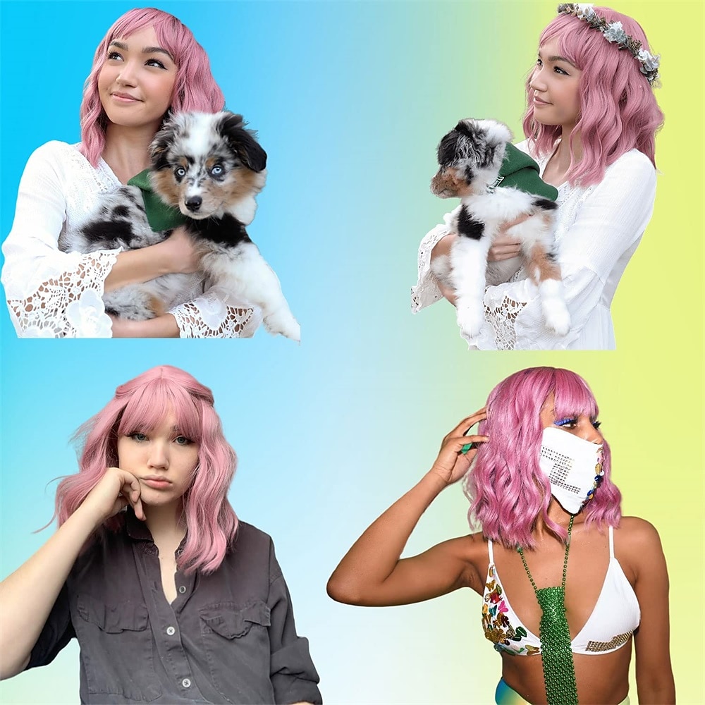Pastel Golvende Perkament Met Luchtponny Vrouwen Korte Bob Paarse Roze Krullende Schouderlengte Bob Synthetische Dagelijkse Gebruik Kleurrijke Cosplay Perkament voor Meisjes Halloween Perkamenten 2025 - $15.49 –P5