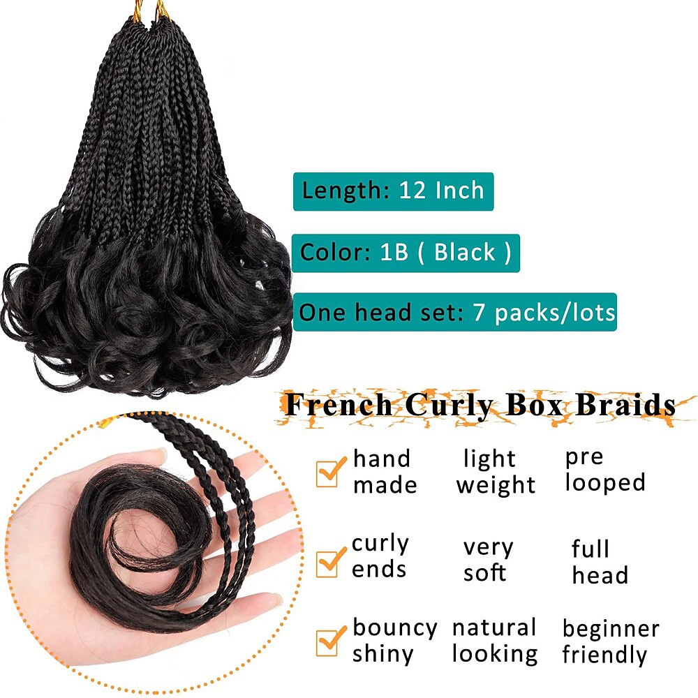 Goddess Box Braids Crochet Hair 7Packs 12Inch Boho Box Braids Curly Ends  Pre-looped Bohemian Crochet Braids for Black Women Synthetic Goddess Braids  Crochet Hair (1B, 12inch) : : Beauty & Personal Care