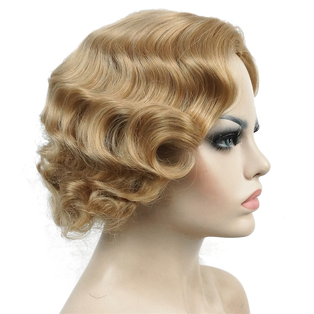 Parrucca Vintage Festa Cosplay Leggera Butterscotch Capelli Corti Ondulati Flapper Accessorio Parrucca Halloween del 2025 a $19.49 –P18