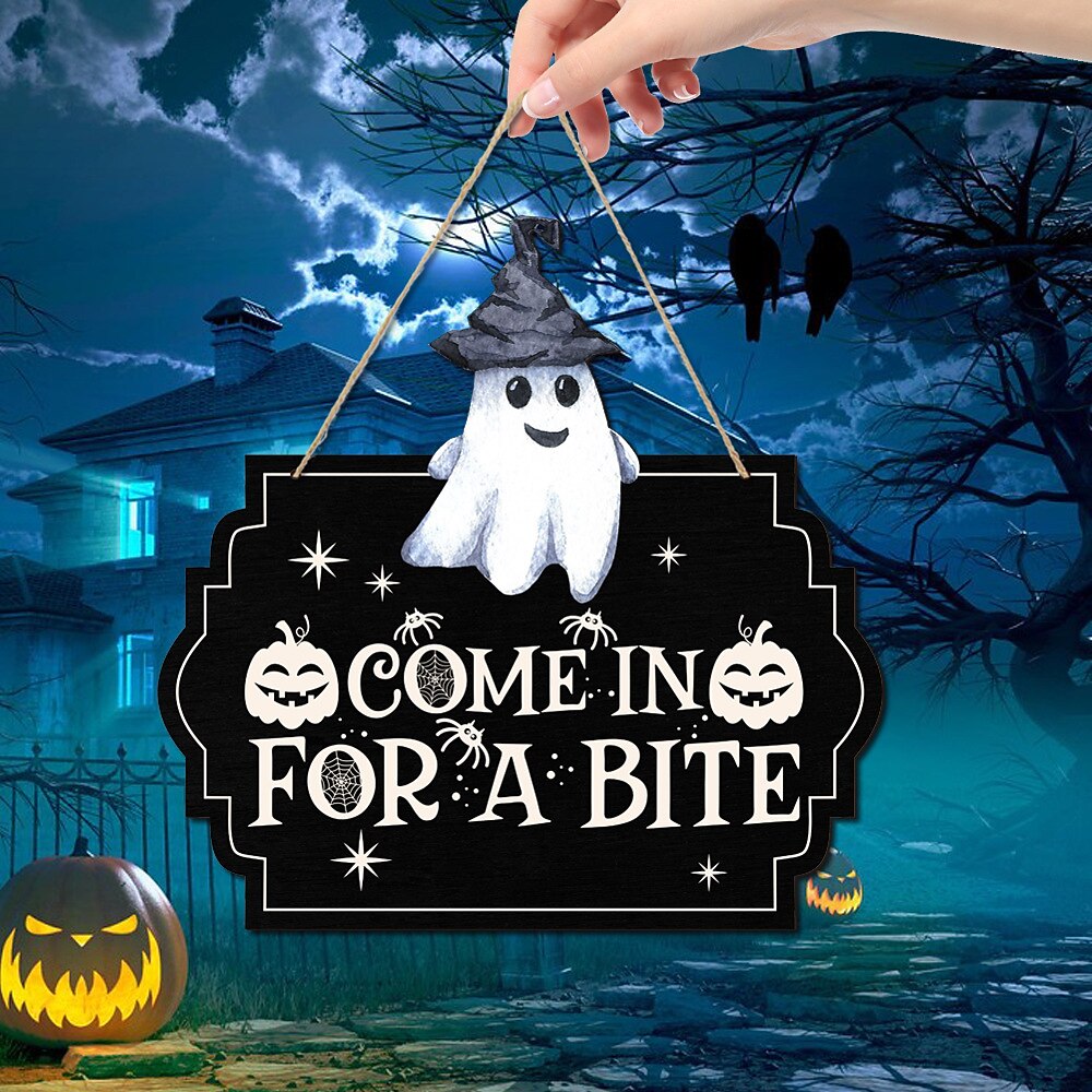 1pc halloween segno da parete in legno teschio targa in legno appeso decorazione per porta d'ingresso spaventoso portico decor appeso regalo per agriturismo home bar outdoor indoor room decor home decor del 2025 a $7.99 –P13
