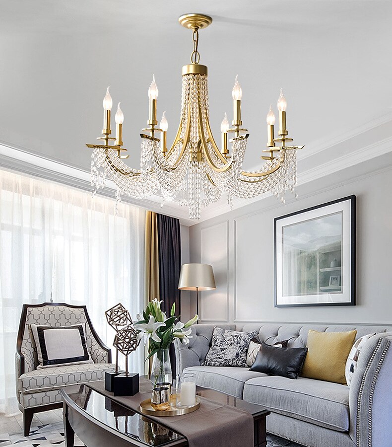 moderno lampadario in cristallo trasparente regolabile 6/8 luci cristallo montaggio a filo appeso a soffitto lampada a sospensione classico apparecchio di illuminazione in stile candela e12/e14 per del 2025 a $601.99 –P2