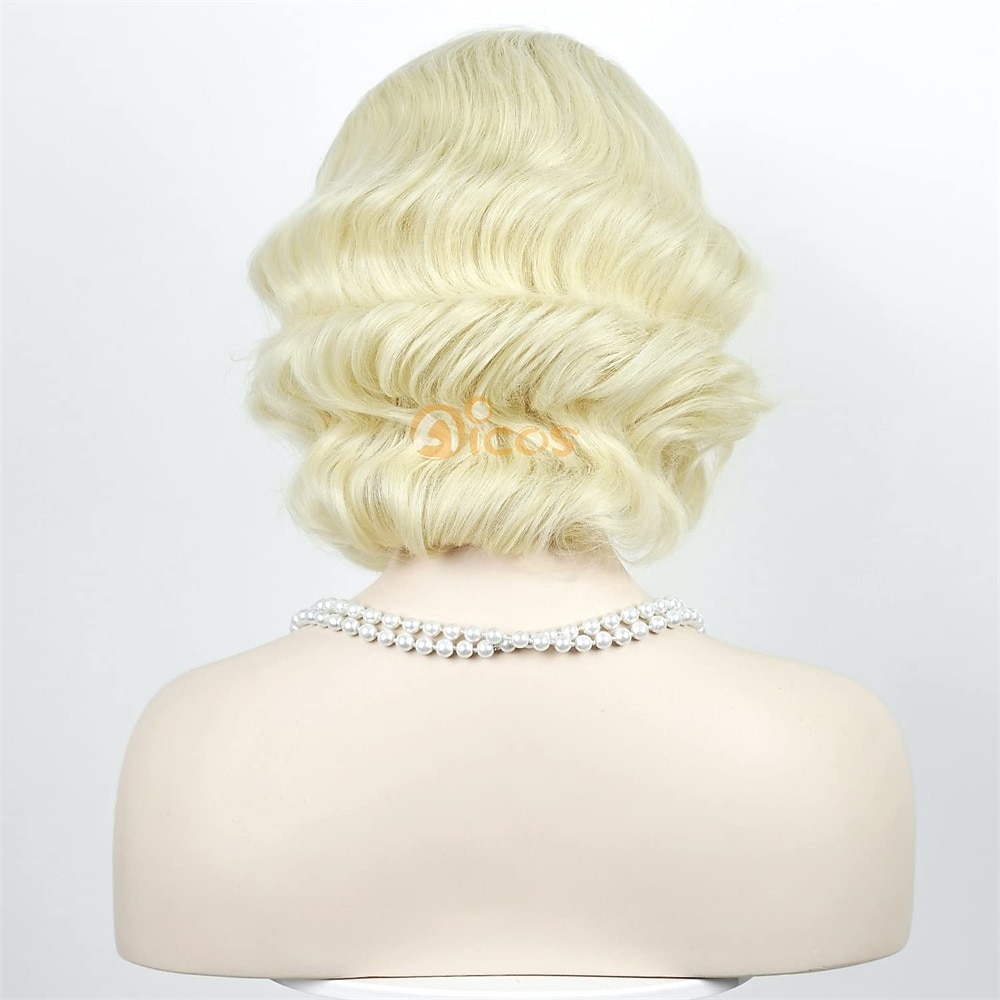 Peruca de Flapper dos Anos 1920 Cacheada com Faixa Peruca Vintage Cacheada dos Anos 20 Cabelo de Fantasia Halloween de 2025 por $19.99 –P9