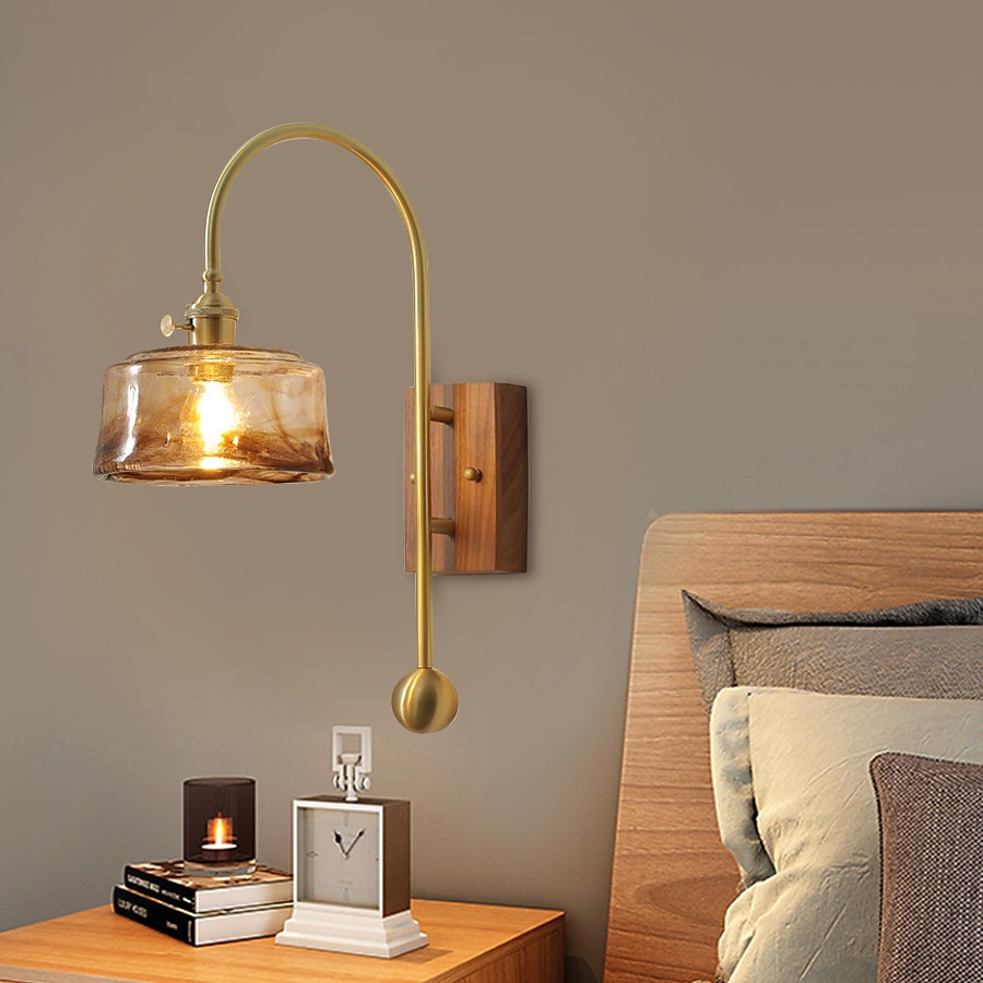 lightinthebox applique da parete a led in vetro a 1 luce, applique moderna e27, applique da parete minimalista quadrata in vetro marrone, lampada da parete moderna ad angolo regolabile, per studio del 2025 a $132.99 –P4
