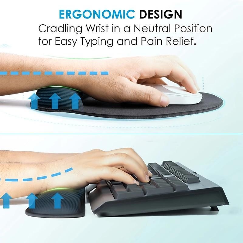 Ergonomic Mouse Pad with Wrist Support, Gaming Mouse Mat with Gel Wrist Rest,  Easy Typing 