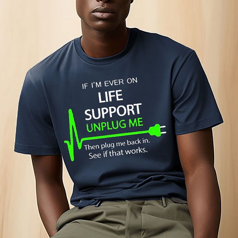 Men's Letter Graphic Prints T Shirt Graphic Tee Cotton Short Sleeve Graphic Shirt Black White Navy Blue Comfortable Tee Outdoor Street Fashion Designer Clothing 2025 - $15.99 –P4