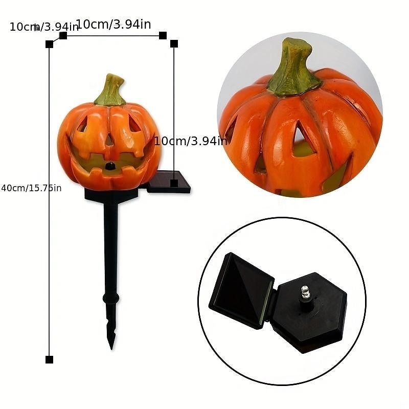 halloween kültéri napelemes pumplin lámpák jack o lámpás modern udvarhoz műgyanta padlóbetét táj dekoráció hamis sütőtök fények 2025 - $15.99 –P1