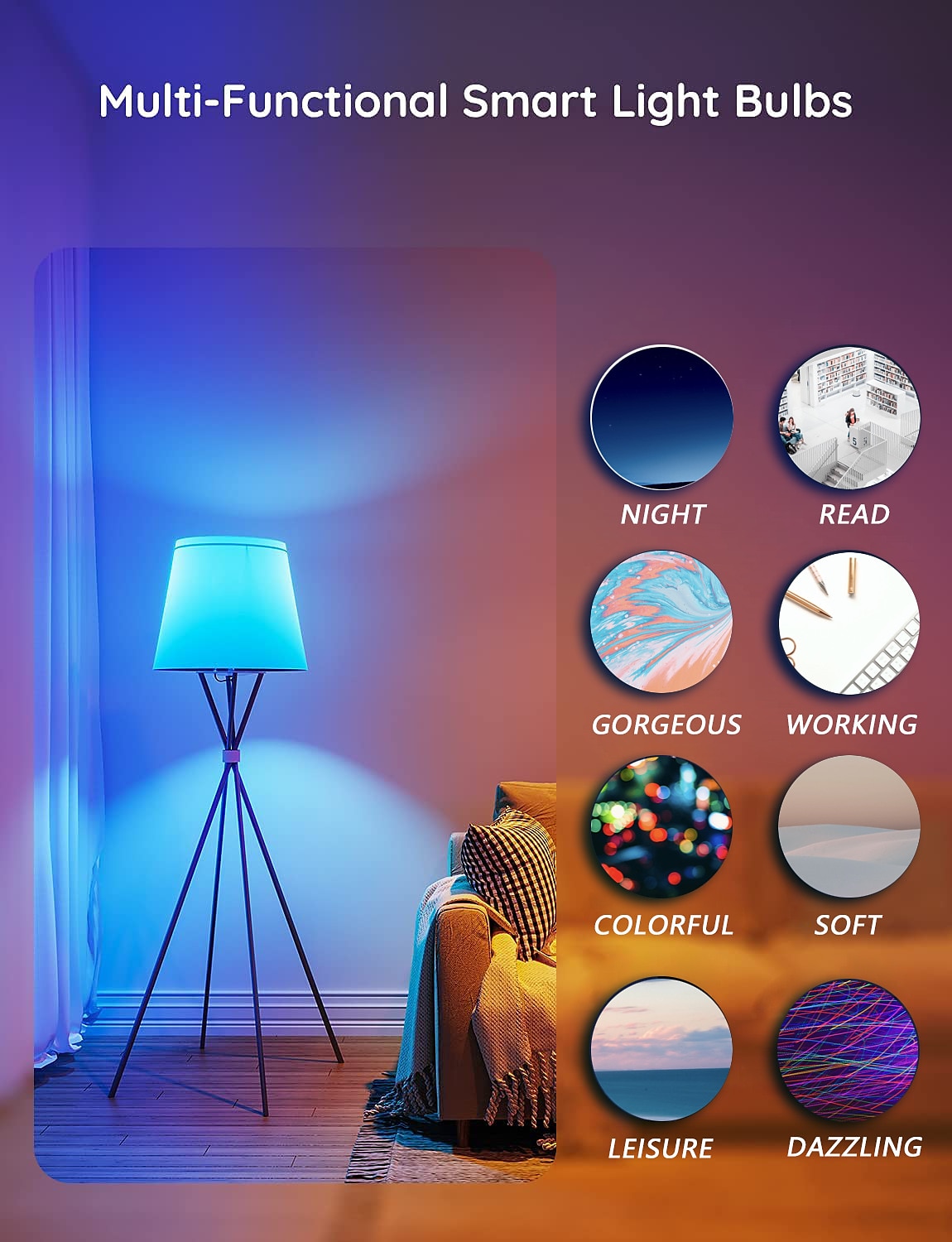 E26 Tuya Smart LED Bulb A19 Alexa Voice Control Dimming and Coloring WiFi A70 Bulb Light RGBCW 9W15W 2025 - $7.49 –P9