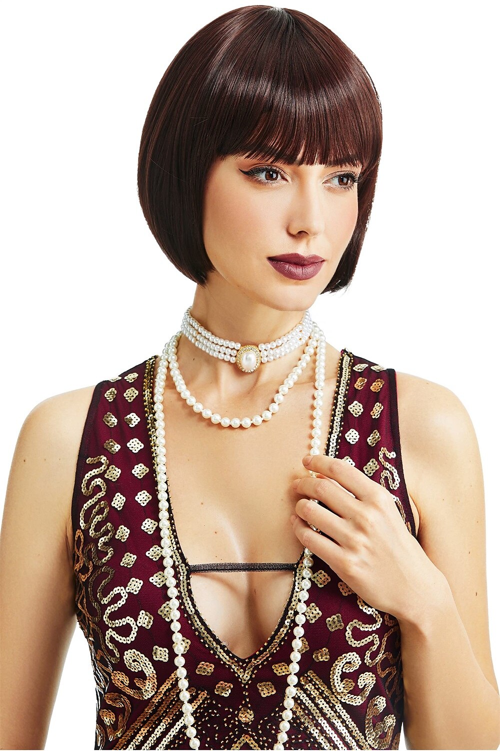 Peruca curta flapper dos anos 1920, peruca bobo do grande gatsby, peruca preta reta, fantasia de flapper, perucas de cabelo, acessórios, perucas de carnaval de 2025 por $15.49 –P7