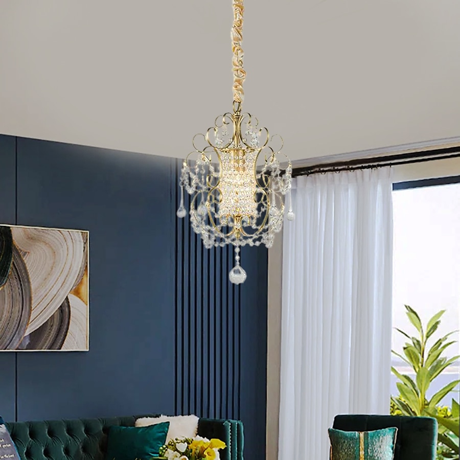 led lysekroner, pendellys loft rustikk enkelthode jern led krystall lysekrone metall soverom auditorium hengende lampe takbeslag lys belysning rustikk elegant gårdshus komp 110-240v 2025 - $257.89 –P16