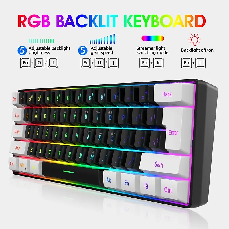2025年 有線ゲーミングキーボード小型 rgb バックライト付き膜ゲーミングキーボード超コンパクトミニ防水キーボード pc コンピュータゲーマー  コレクション – $39.99 –P1
