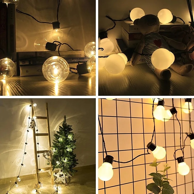 g50 globe pære led fe string lys utendørs lys gate bryllup hage uteplass julepynt lys 220v eu plugg 2025 - $24.99 –P10