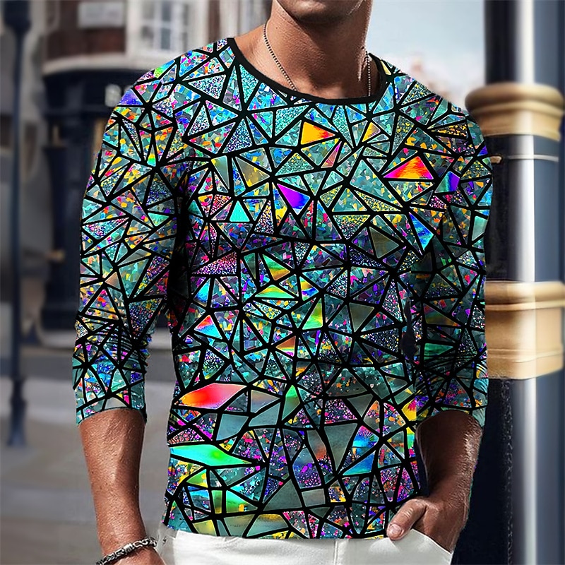 Herre Grafisk Geometrisk T skjorte Langermet T skjorte 3D-utskrift Crew-hals Skjorte Årgang Mote Designer utendørs Daglig Sport Kongeblå Blå Grønn Vår & Vinter Klær S M L XL 2XL 3XL 2025 - $16.99 –P2