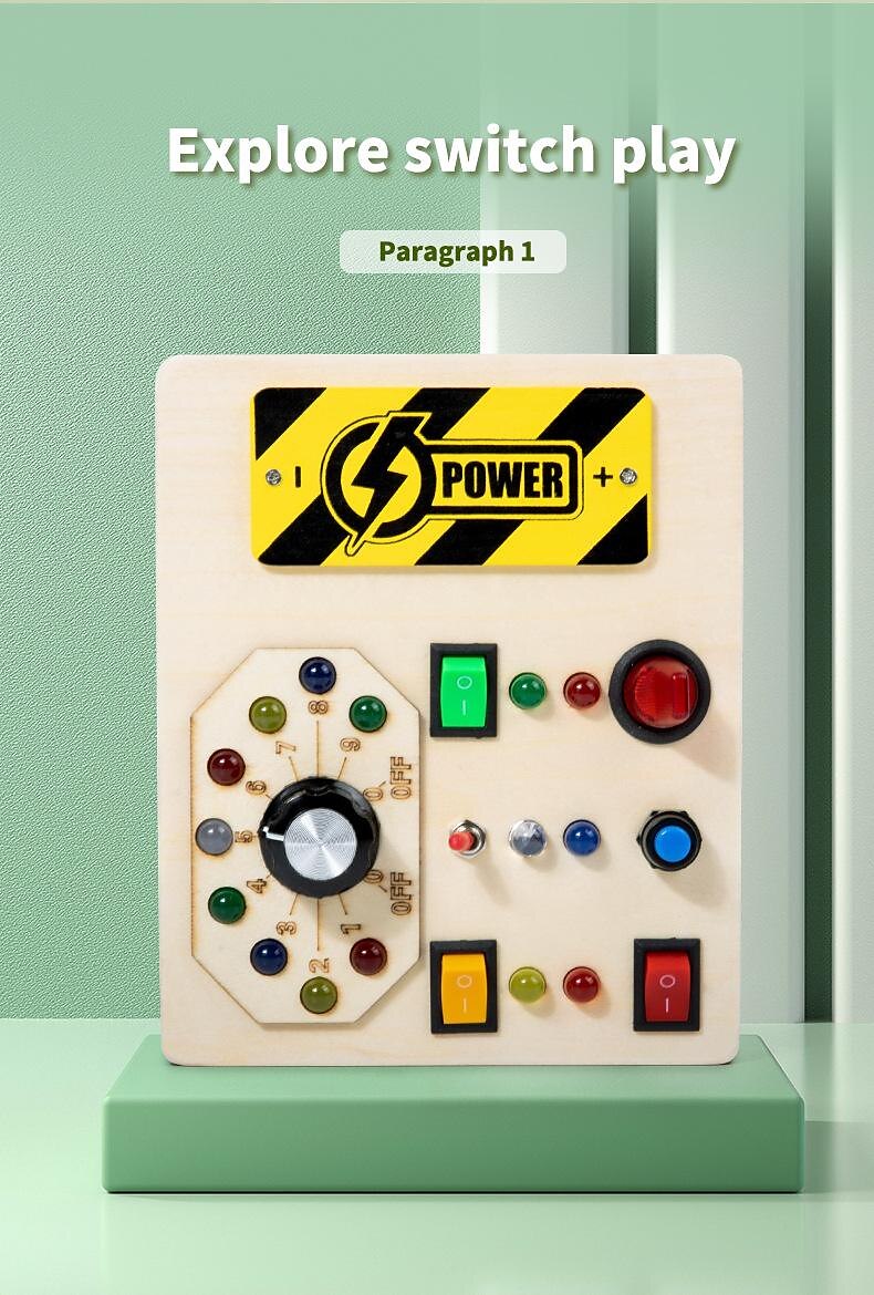 2025年 モンテッソーリライトスイッチ木製感覚ビジーボードプラグイン可能なコードとキー教育学習減圧おもちゃ学校に行く子供のためのホリデーギフト  コレクション – $36.99 –P6