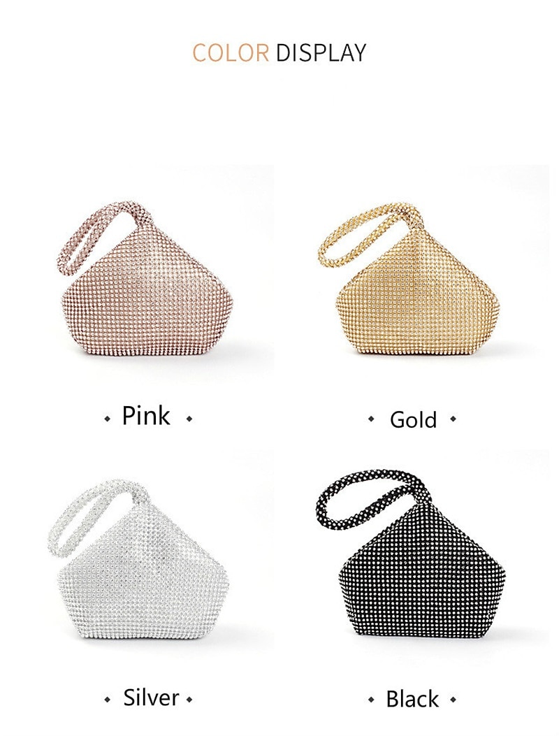 2026年 女性用ラインストーンリストレットイブニングバッグ - パーティー、結婚式、フォーマルなイベントに最適なキラキラ輝くクリスタルクラッチバッグ  コレクション – $18.99 –P3