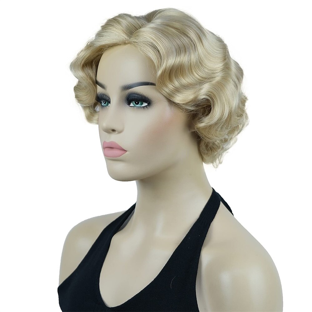 Parrucca Vintage Festa Cosplay Leggera Butterscotch Capelli Corti Ondulati Flapper Accessorio Parrucca Halloween del 2025 a $19.49 –P2