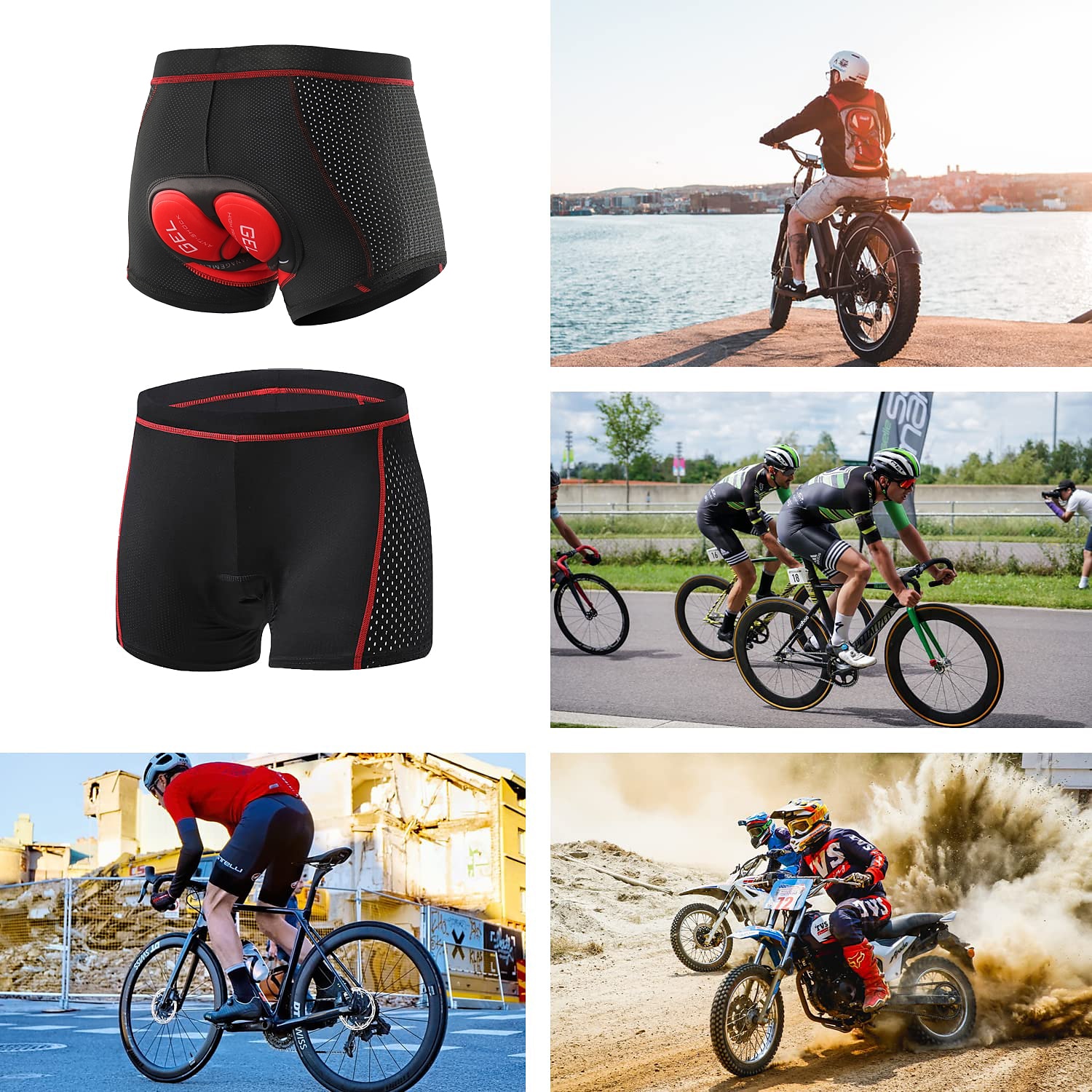 Mens Cycling Underwear Shorts Breathable 3d Gel Padded Mtb Biking Riding  Shorts