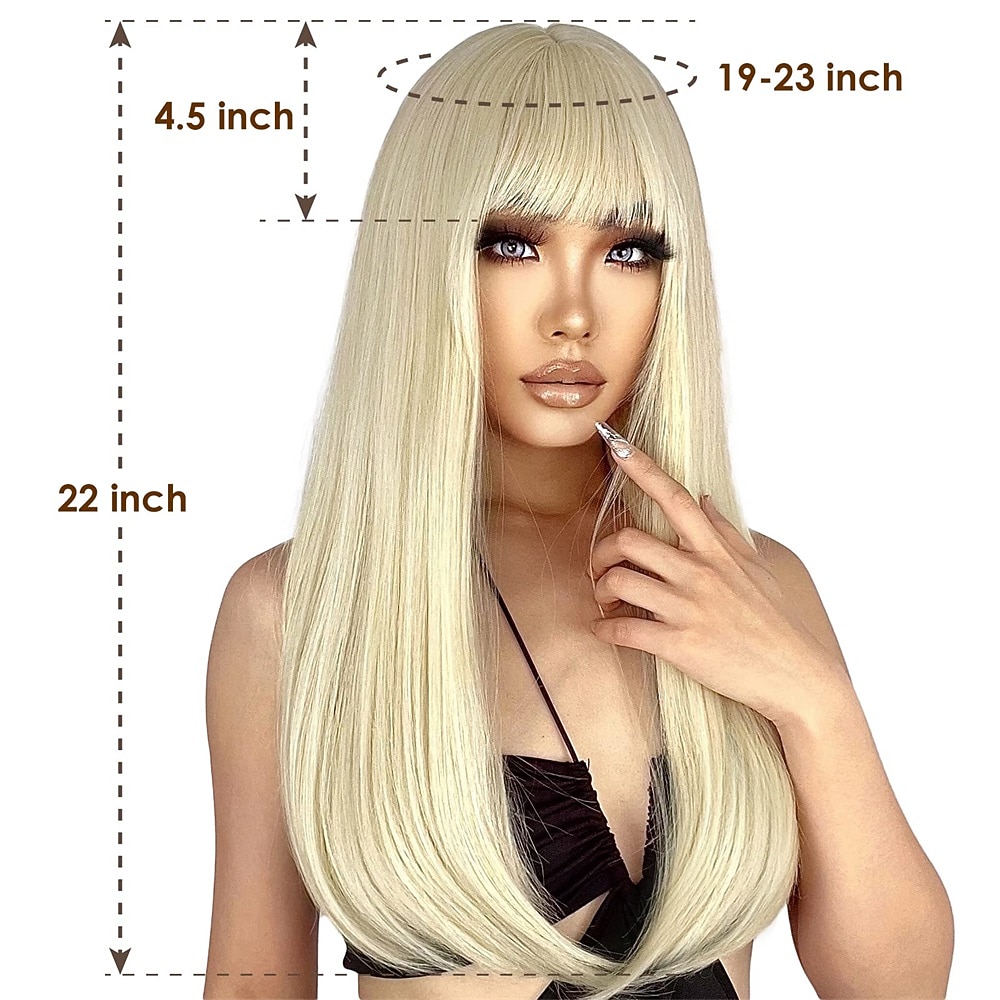 2026年 女性用レッドウィッグ ロングストレートウィッグ バング付き 合成バーガンディウィッグ カラフルなコスプレウィッグ ガールズデイリーパーティ用 22インチハロウィンウィッグ  コレクション – $18.49 –P2