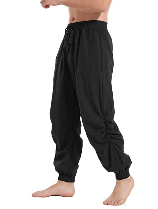 Retro Vintage Medieval 17th Century Masquerade Pirate Pants Knight Ritter Viking Crusader Drawstring Men's Celtic Pirate Fantasy Masquerade Party / Evening Adults' Pants 2025 - $5.99 –P2