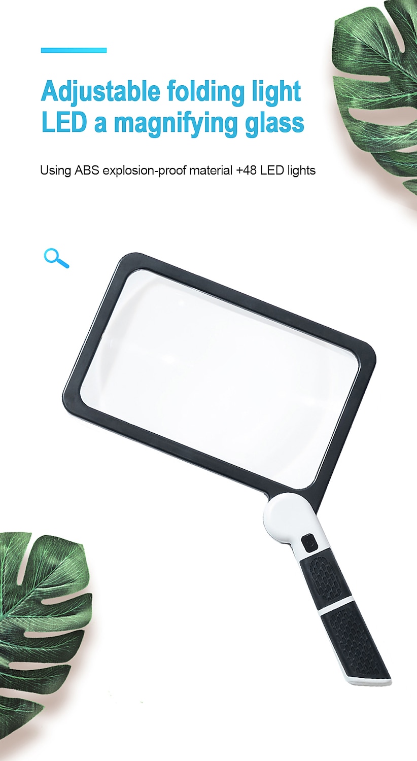 Full-Page 5X Magnifying Glass for Reading, Folding Lighted Magnifier with 48 LED Lights, Handheld Rectangular Lens for Seniors 2025 - $23.99 –P1