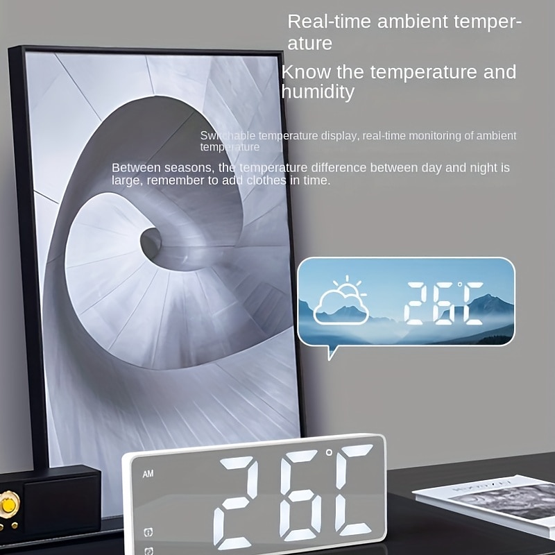 Digital Electronic Alarm Clock Large LED Alarm Clock With Temperature Display 12/24 Hours Snooze USB Plug Or AAA Power Supply Suitable For Bedroom And Living Room (No Batteries And Adapters) 2025 - $17.99 –P4