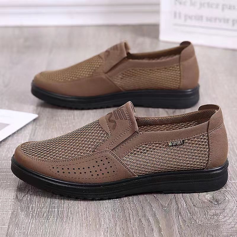Men's Brown Mesh Slip-On Walking Shoes with Breathable Upper and Cushioned Sole, Lightweight Casual Loafers for Summer Travel, Driving and Daily Wear 2026 - $29.99 –P4